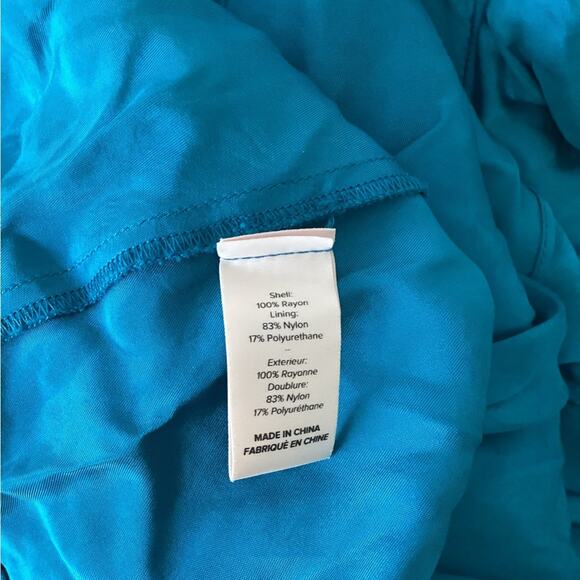 Cinq a Sept Blue Minella Off-The-Shoulder Satin Ruffle Mini Dress Size 12 | Flaw - Picture 7 of 9